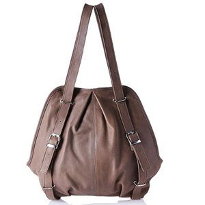 Leather Convertible Buckle Backpack/Shoulder Bag